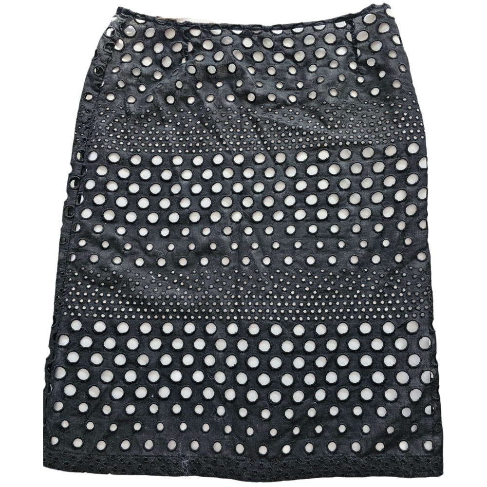 Vintage Versace Black Lace Eyelet 2pc Skirt Size 40